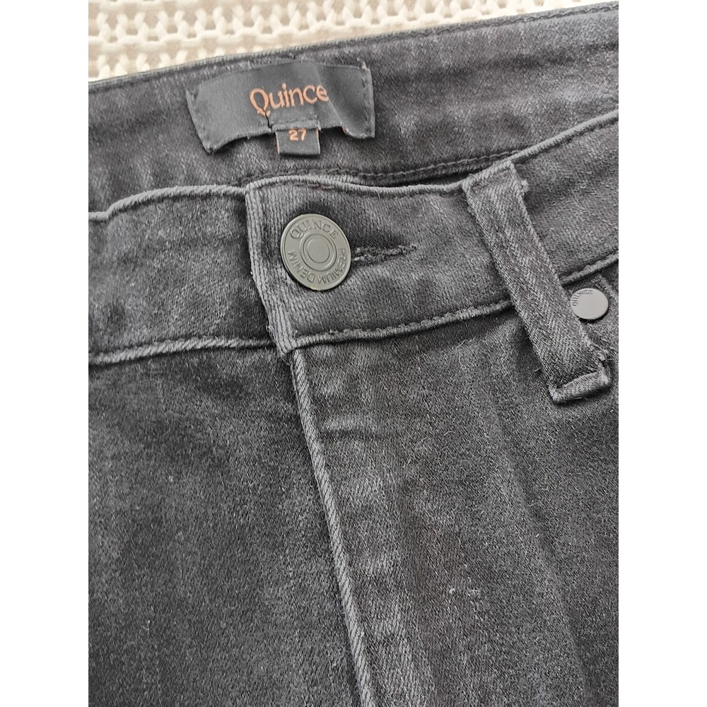 Quince Black High Rise Flare Leg Organic Cotton Blend Jeans Size 27 - Picture 4 of 9
